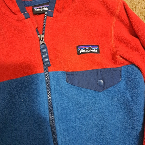 Patagonia Kids Red and Blue Fleece Zip Hoodie - Picture 3 of 6
